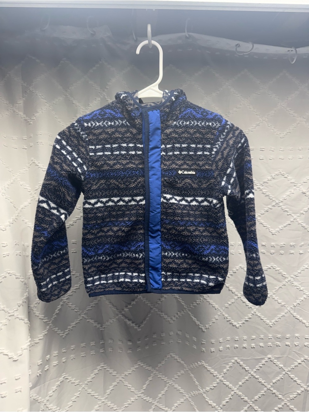 Columbia Kids Highland Pine Full-Zip Printed Fleece Jacket XS Blue Aztec Pattern